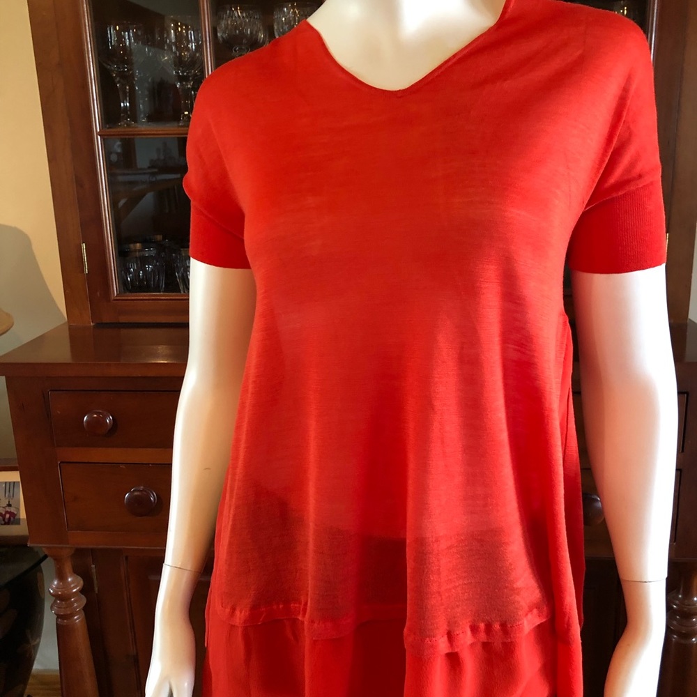 Eileen Fisher Silk Tussah top in Firefly, Orange, xxs